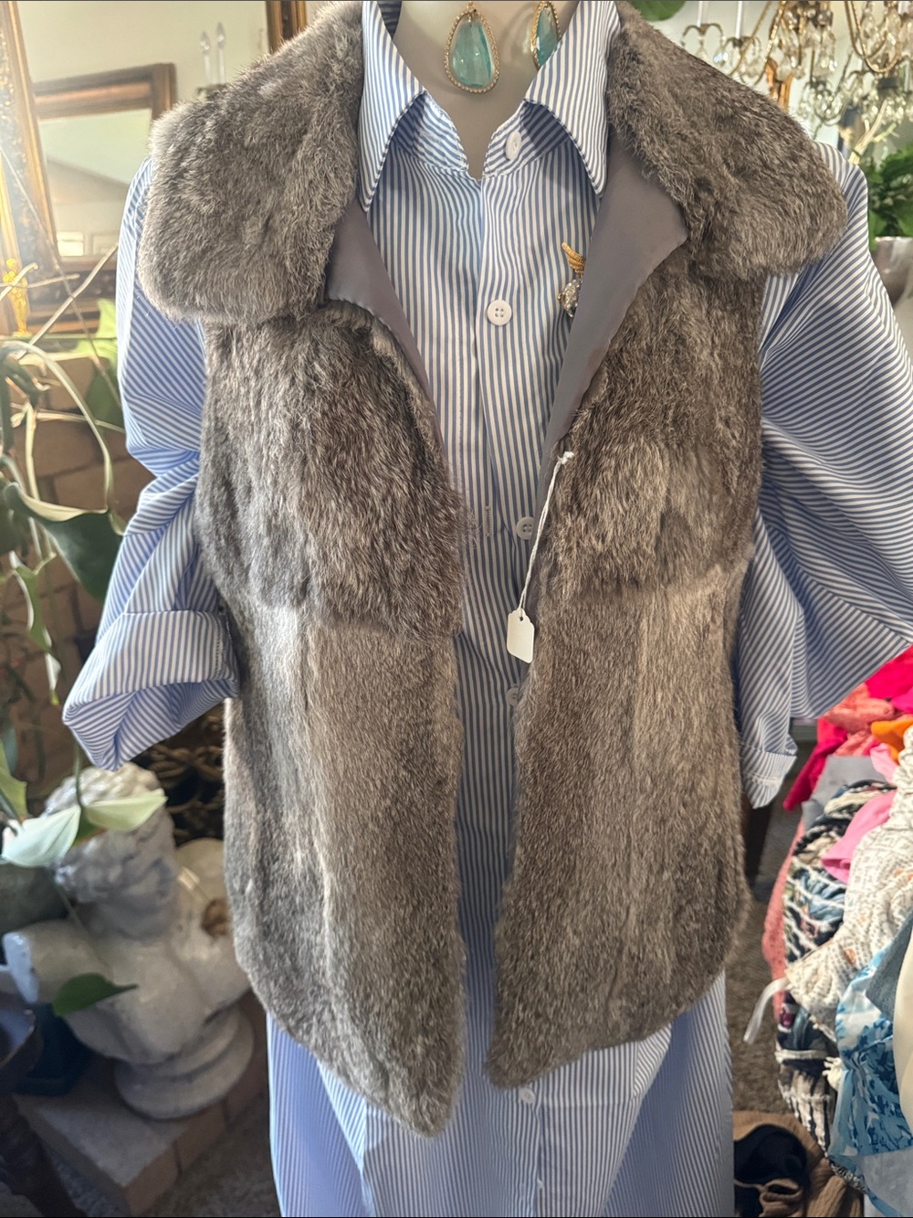 Gray Fur Vest - Classic Women's Outerwear